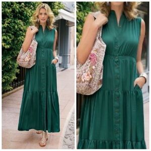 Soft Surroundings Green Maxi Dress